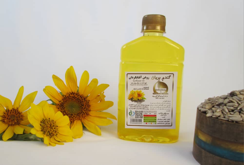 روغن آفتابگردان در حجم 350 میلی لیتر تهیه شده به روش پرس سرد یا cold press