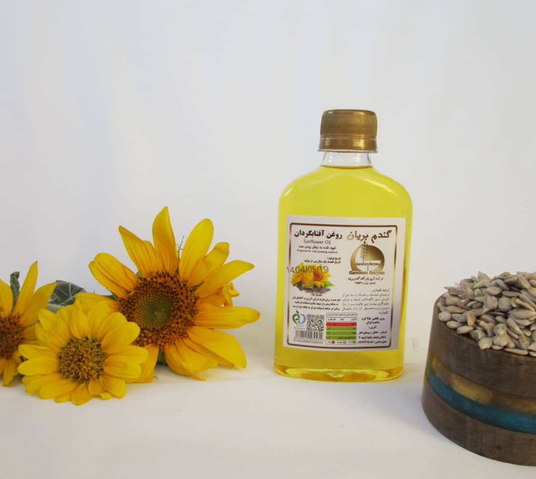 روغن آفتابگردان در حجم 250 میلی لیتر تهیه شده به روش پرس سرد یا cold press
